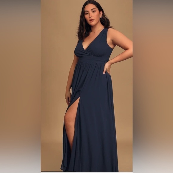 NWT LULU’S NAVY BLUE MAXI DRESS SIZE XL - Picture 9 of 16